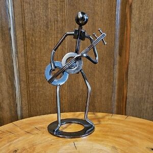Guitarist Sculpture Metal Guitar Art Nuts & Bolts Figurine